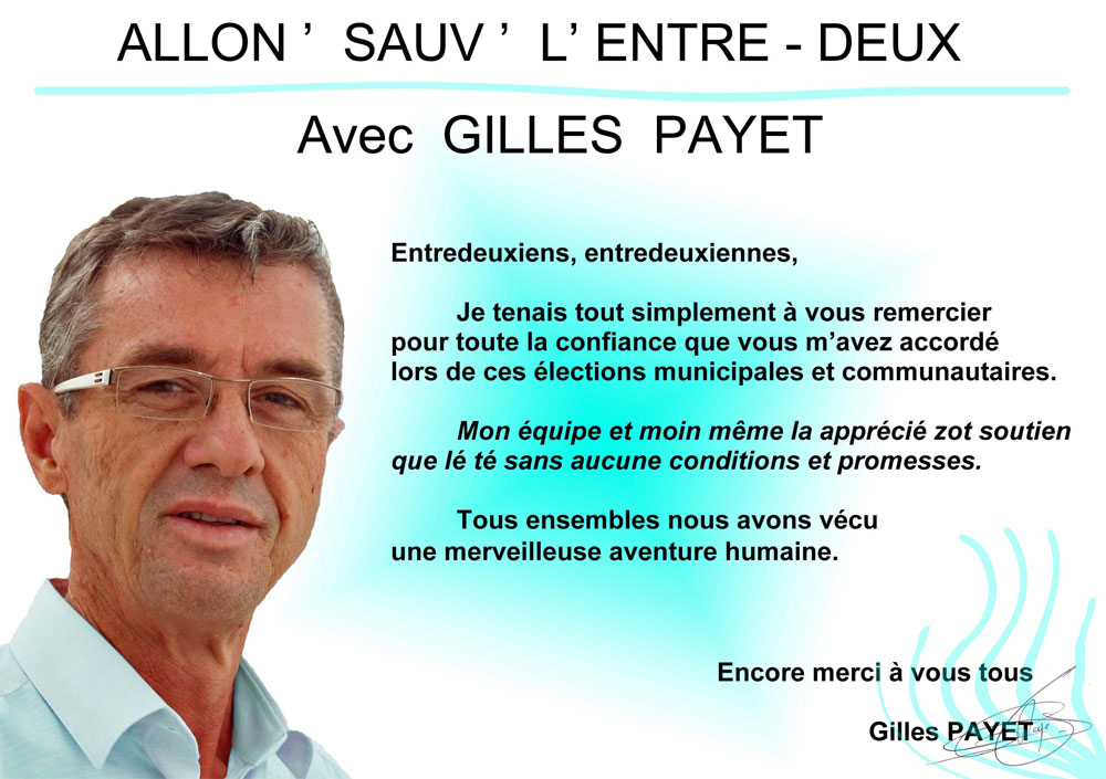 Gilles Payet : Allon’ Sauv’ L’Entre-Deux