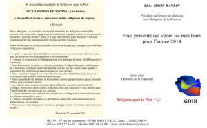 Les vœux du Groupe de Dialogue Inter Religieux de La Réunion