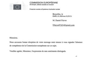 Daniel Faivre a reçu une réponse de la Commission Européenne